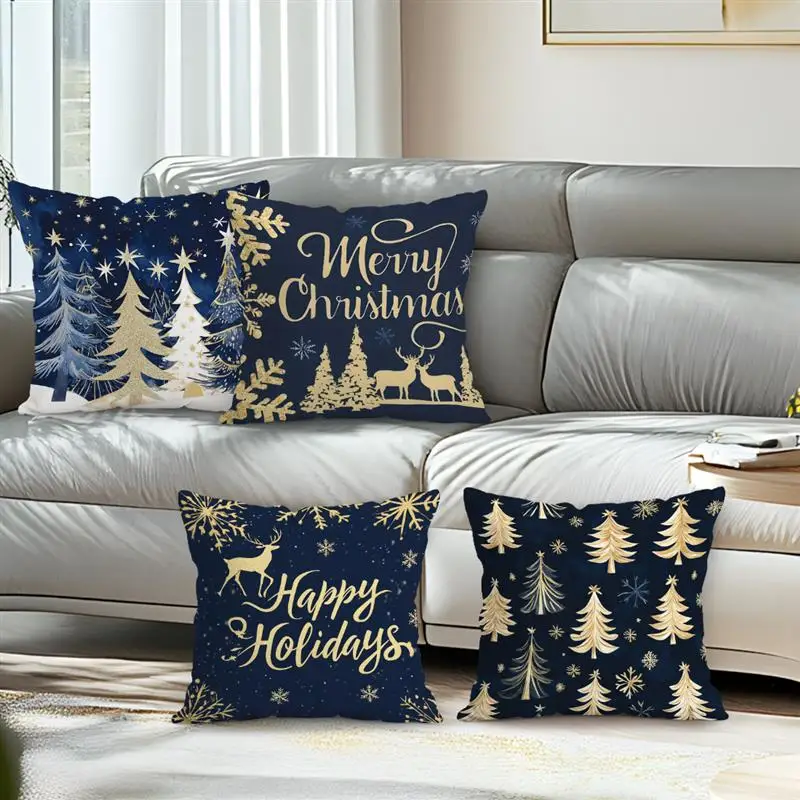 

Christmas Tree Cushions Pillowcase Printed Polyester 45x45cm Throw Pillowcover Decorative Sofa Cushion Pillowslip Home Decor