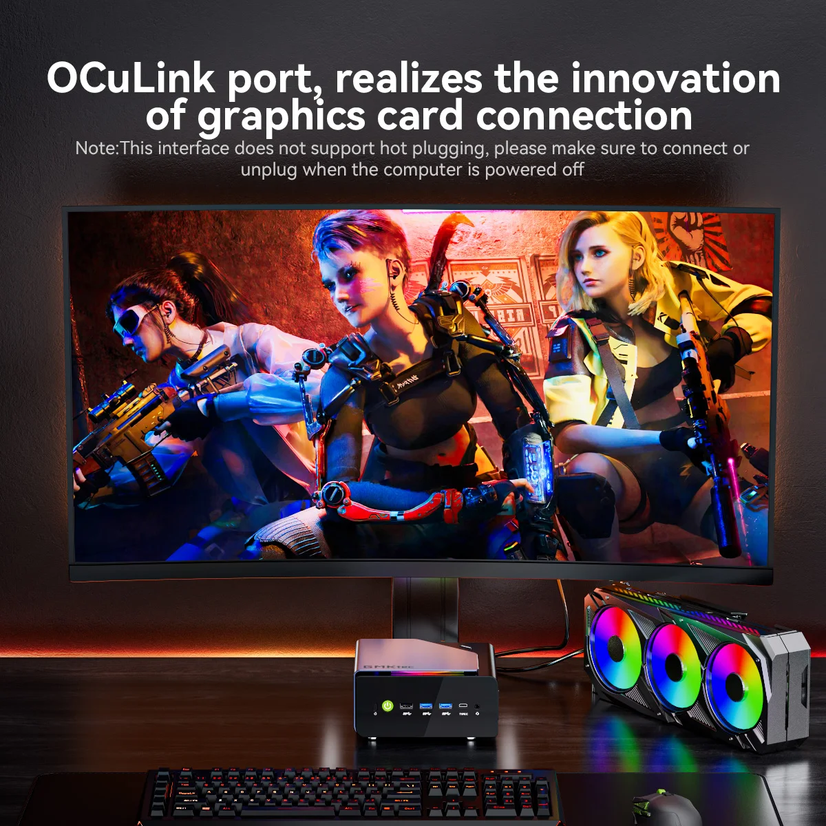 كمبيوتر صغير GMKtec K12 AMD Ryzen7 H 255 (محدث 8745HS) Oculink DDR5 بدون ذاكرة وصول عشوائي بدون قراءة فقط نافذة كمبيوتر مكتبي 11 Pro كمبيوتر ألعاب WIFI6E