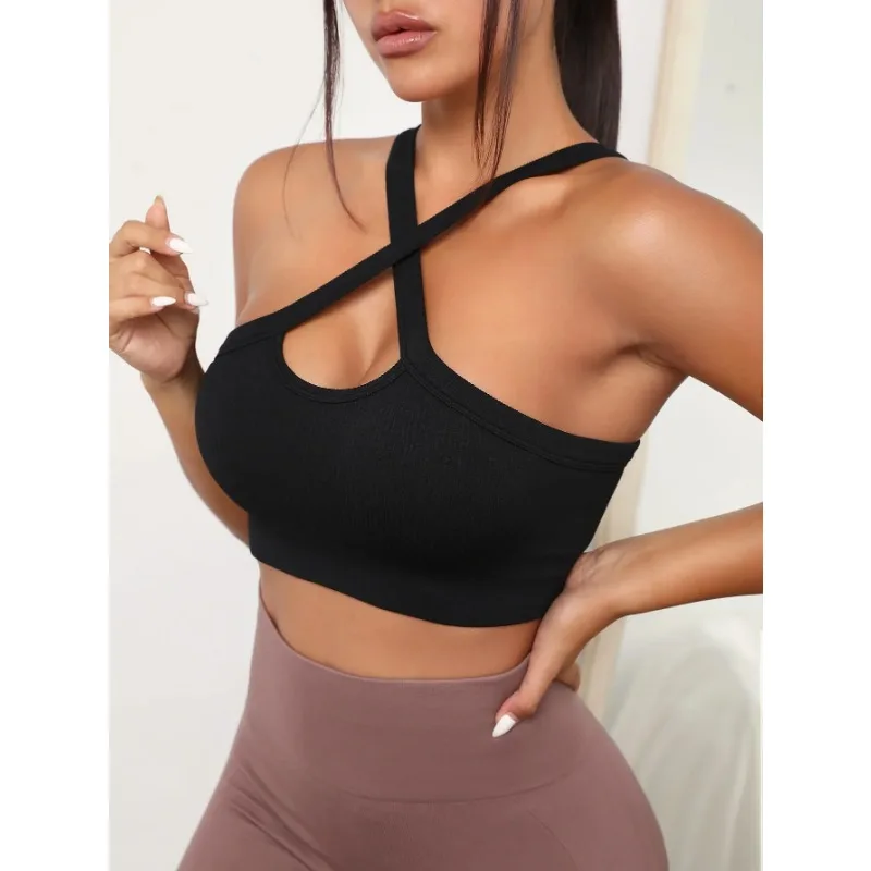Reggiseno yoga per esercizi fitness con design incrociato frontale maturo sexy caldo di nuovi stili di alta qualità per le donne