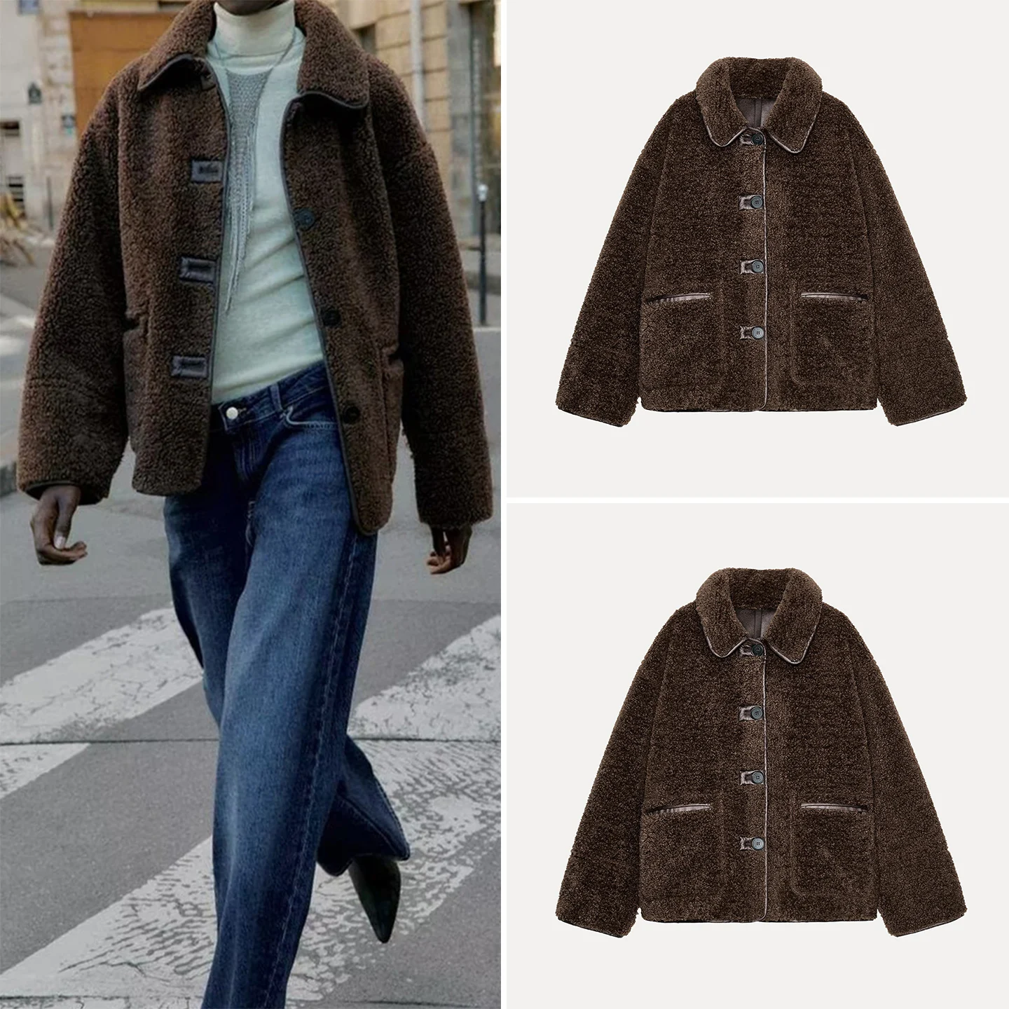 

Z женское моющееся двустороннее двустороннее пальто Sweet Sle Stand Fit Верхняя одежда Long Sve Осенний сезон Китайское происхождение