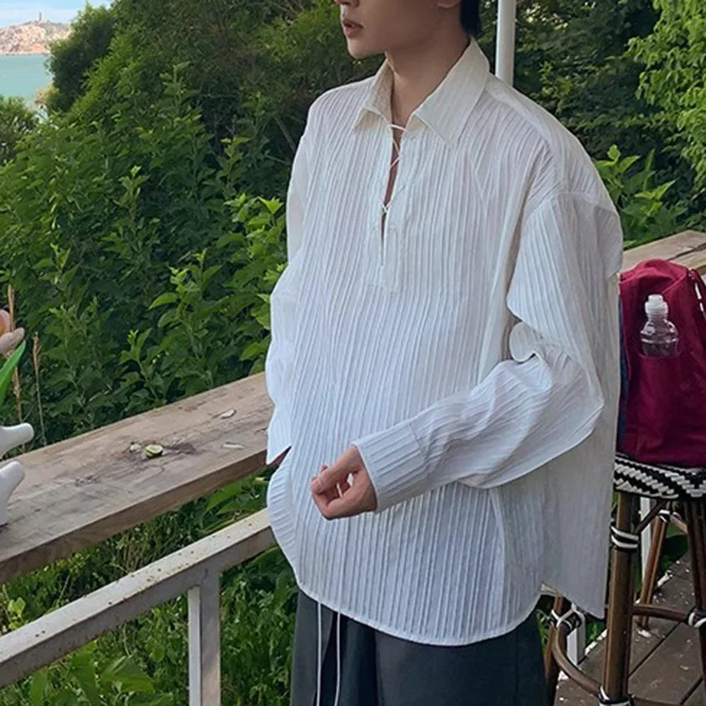 

Casual Outing Regular Clothing Length Slight Stretch Fabric Casual Draped Long Sleeve Shirt Casual Style Shirt