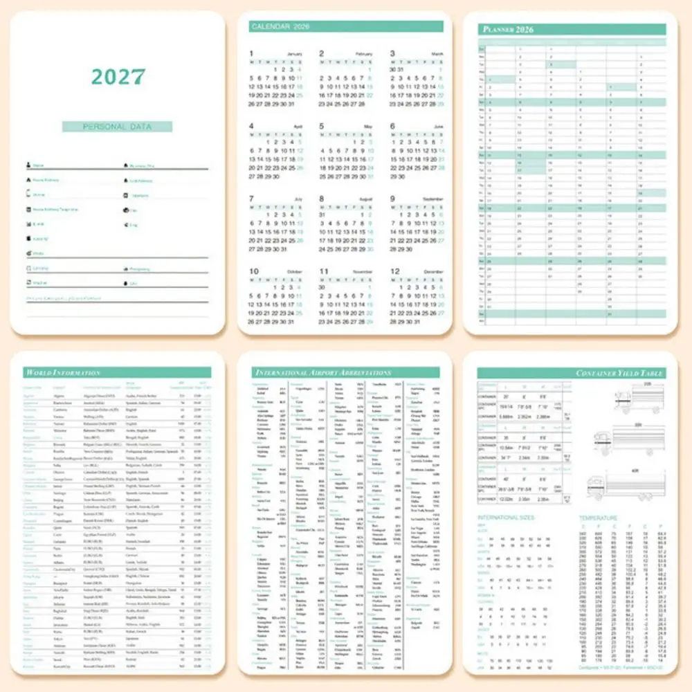 Portable A5 2027 Schedule Book To Do List Textured PU Agenda Book Planner Reminder Calendar Book Students