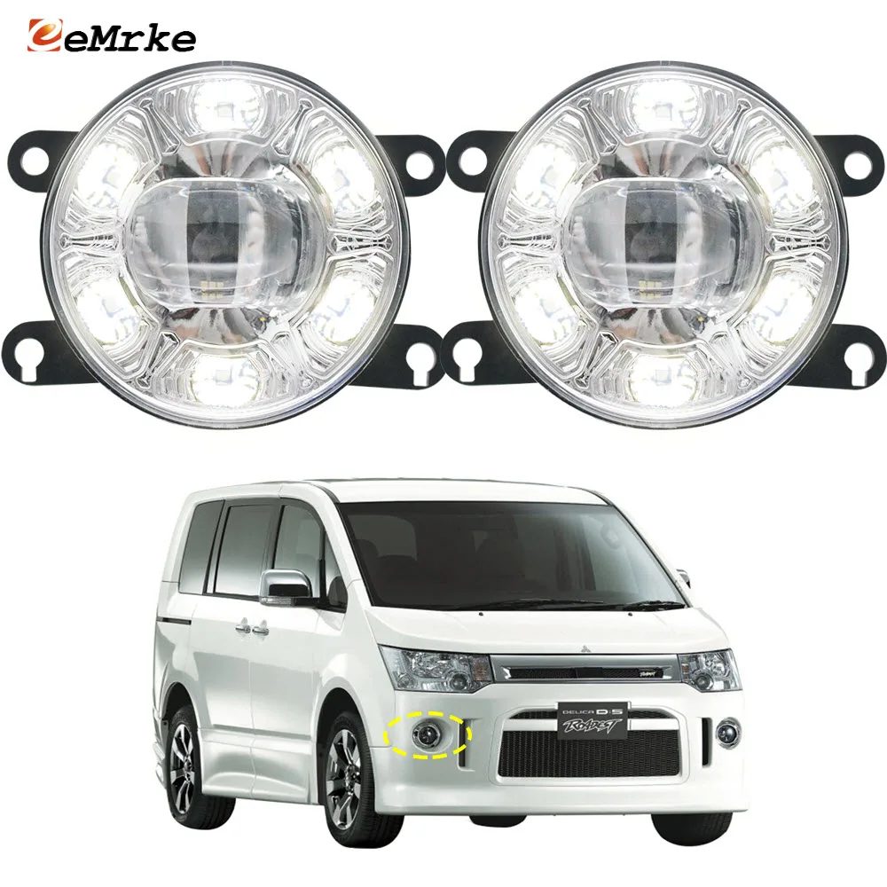 

LED Fog Lights for Mitsubishi Delica D:5 D5 2007-2018 Car PTF Fog Driving Light with Clear Lens + Led DRL Daytime Running Lamp