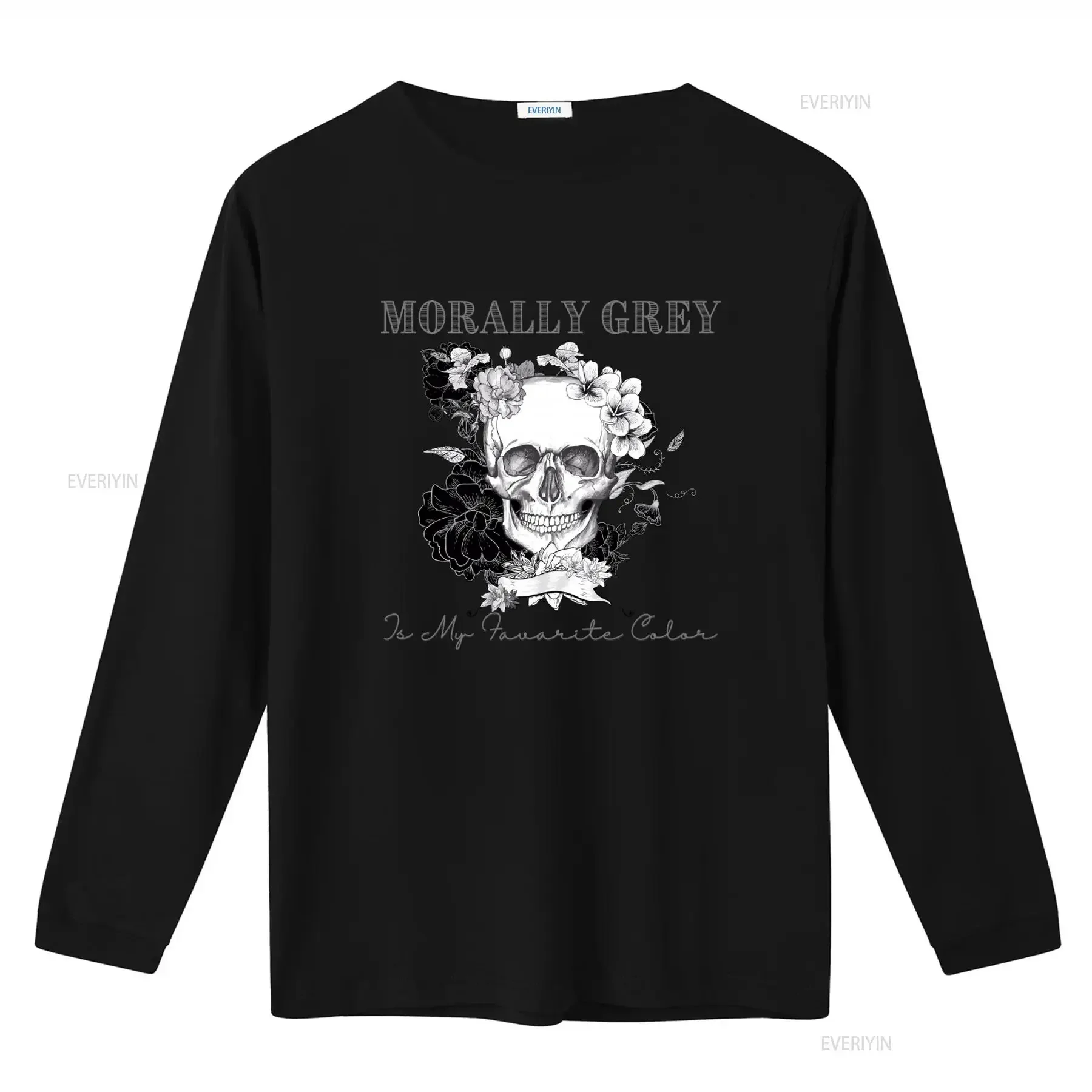 Morally Grey T Shirt Dark Romance Skull Floral Print Book Lover vintage Washed Versatile graphic fashion streetwear Comfortable
