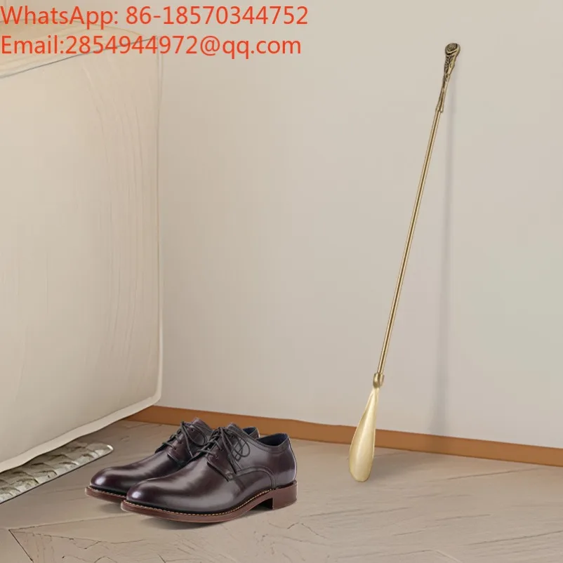 European‑Style Long Brass Shoe Horn Premium Lazy Shoe Helper No‑Bend Shoe Lifter for Pregnant Women Household Use