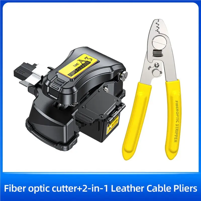 ABKI-2X A3 One-Step Fully Automatic High Precision Fiber Optic Cleaver Optical Fiber Fusion Splicer Cutter+2-In-1 Stripper
