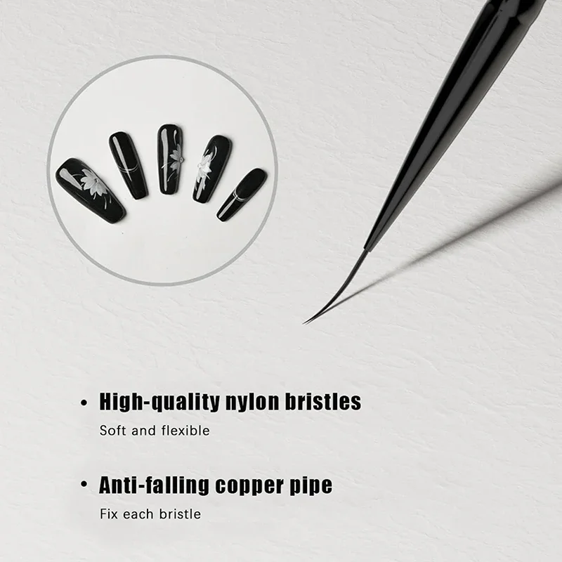 5Pcs/pack Nylon Dual Use Nail Dotting Bead Nail Art Liner Pen Nail Painting Brush Drawing Lines UV GEL Extension Manicure Tool