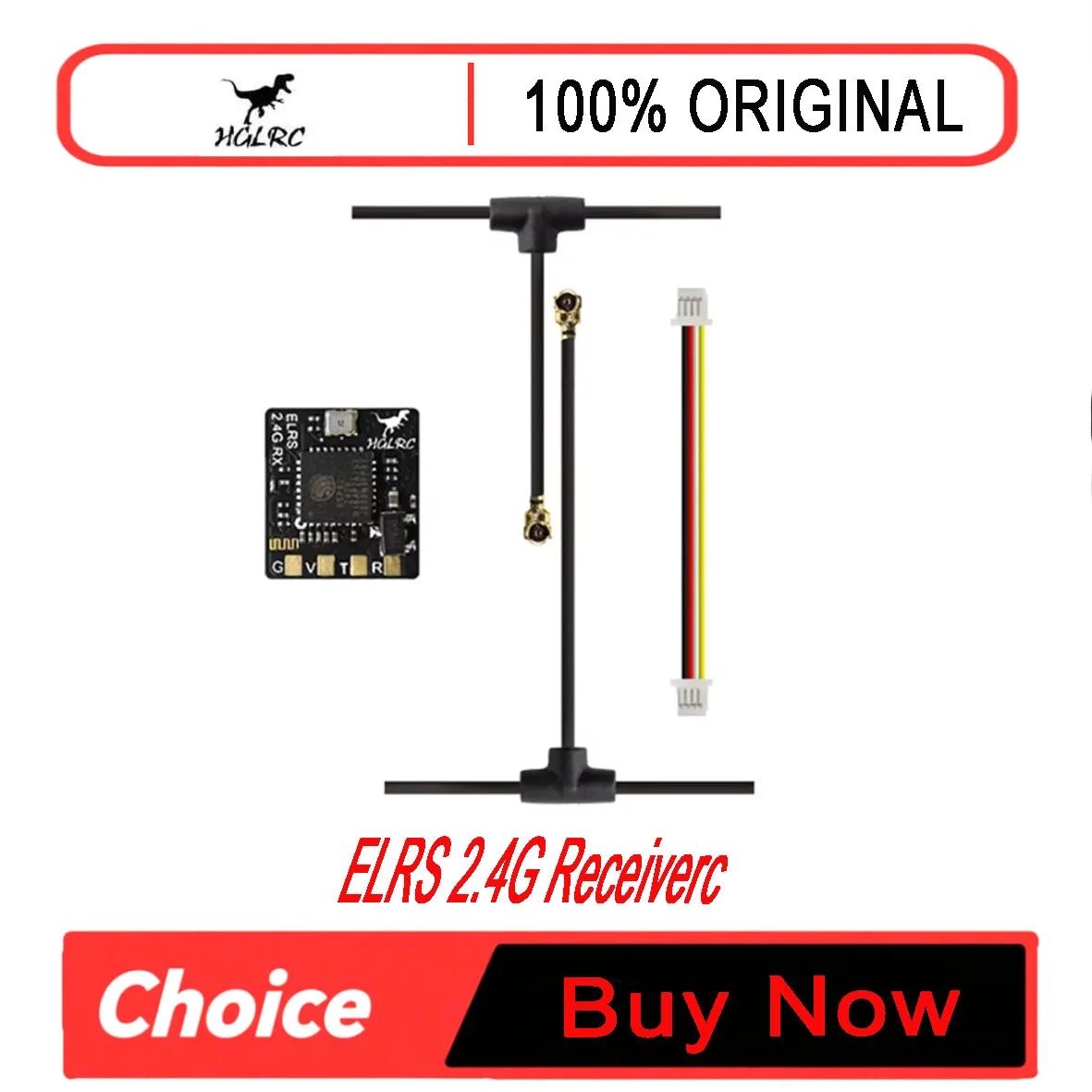 HGLRC ELRS 2.4G Receiver 500MHZ Refresh Rate ELRS 3.0 with Omni-directional Antenna for Airplane FPV Long Range Drones RC Parts