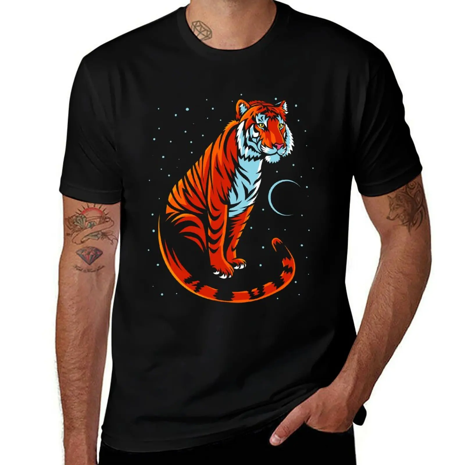 Tribal Tiger Long tail T-Shirt Anti-Wrinkle Short Sleeve T-Shirt