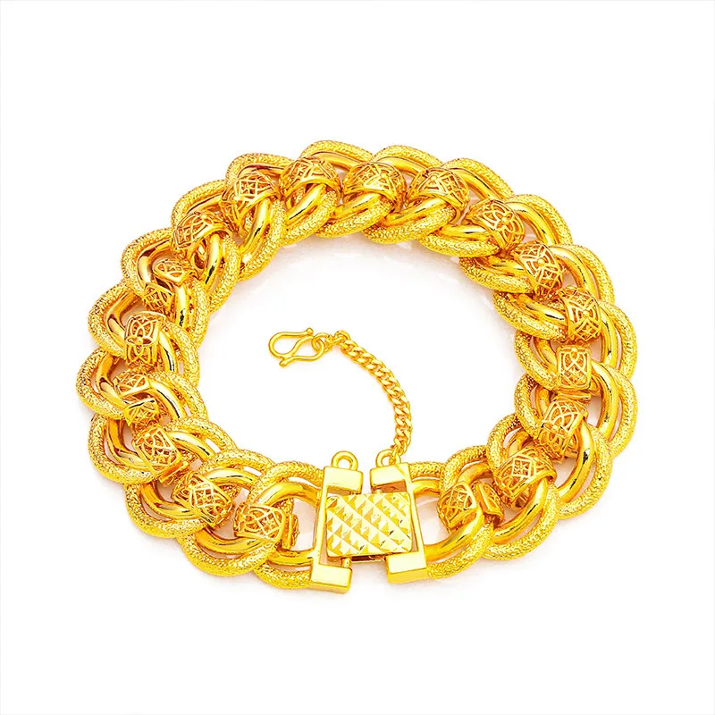 

20mm Men's Wide-Band Bracelet (24K AU999) - 3D Geometric Band, Matte Finish, Business Negotiation, Steady Majesty