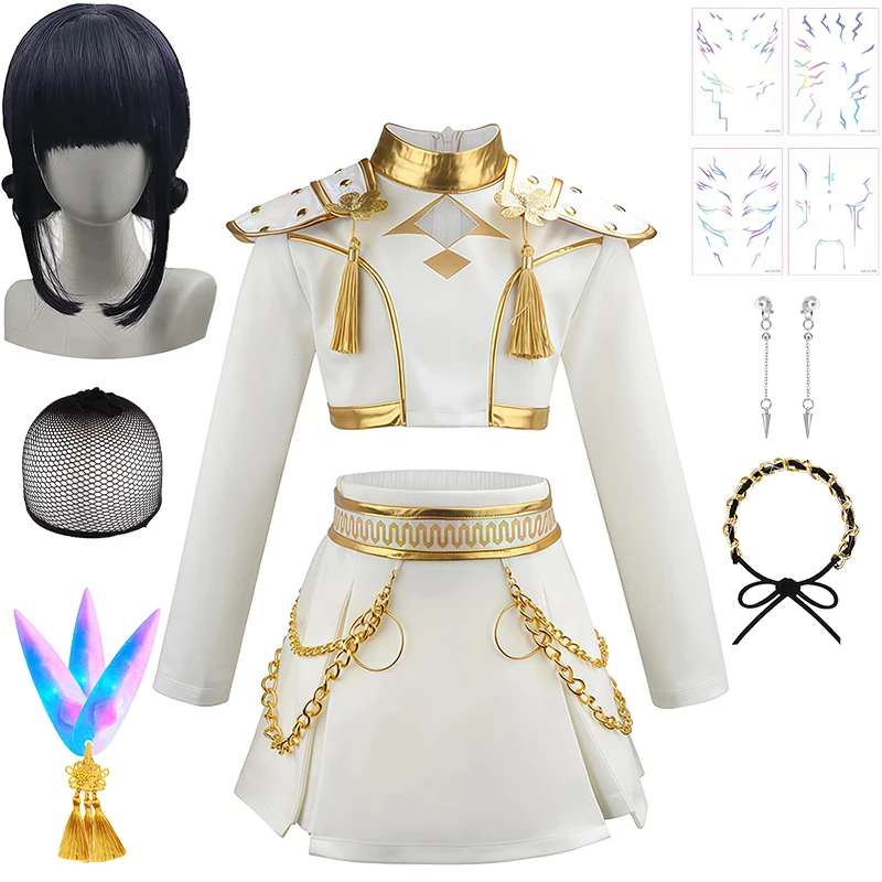 Popular Movies KPop Demon Hunter Zoey Same Style Girls Outfits Children's Halloween Cosplay Performance Costumes Kids Clothes