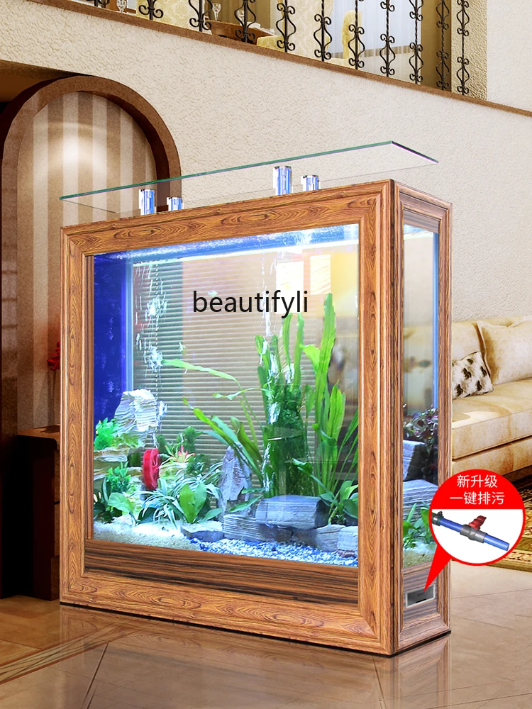 Oubao Large Fish Globe Aquarium Living Room Partition Light Luxury Household Small European and Chinese Style Hallway