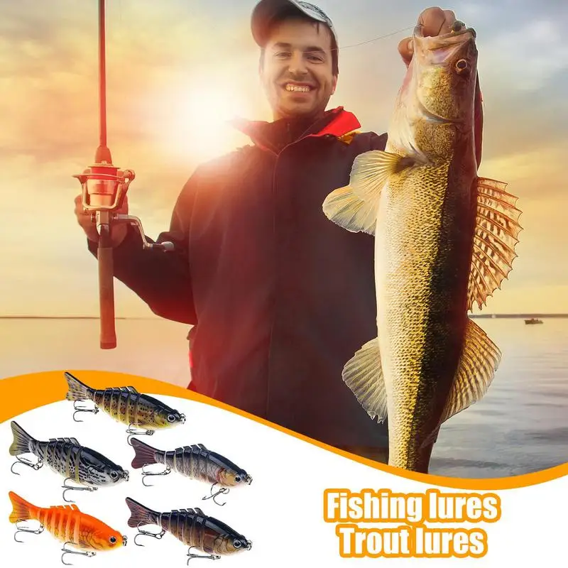 

Trout Fishing Lures Lifelike Fishing Lures 5X Robotic Seven Joint Gear Baits Hooks For Catfish Bass Saltwater Lake River