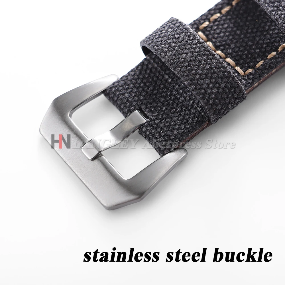 Pulseiras de couro de lona feitas à mão 20mm 22mm 24mm para panerai para omega para seiko vintage marrom masculino esporte relógio pulseira acessórios