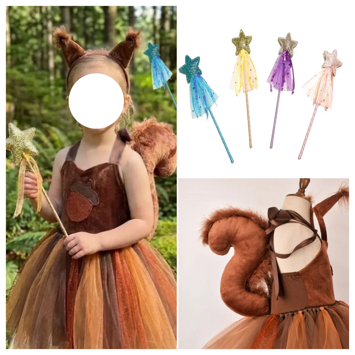 

Halloween Cosplay Costume Cute Squirrel Dress Animal Dress with Tail for School Party Performance Gauze Skirt Birthday Gift