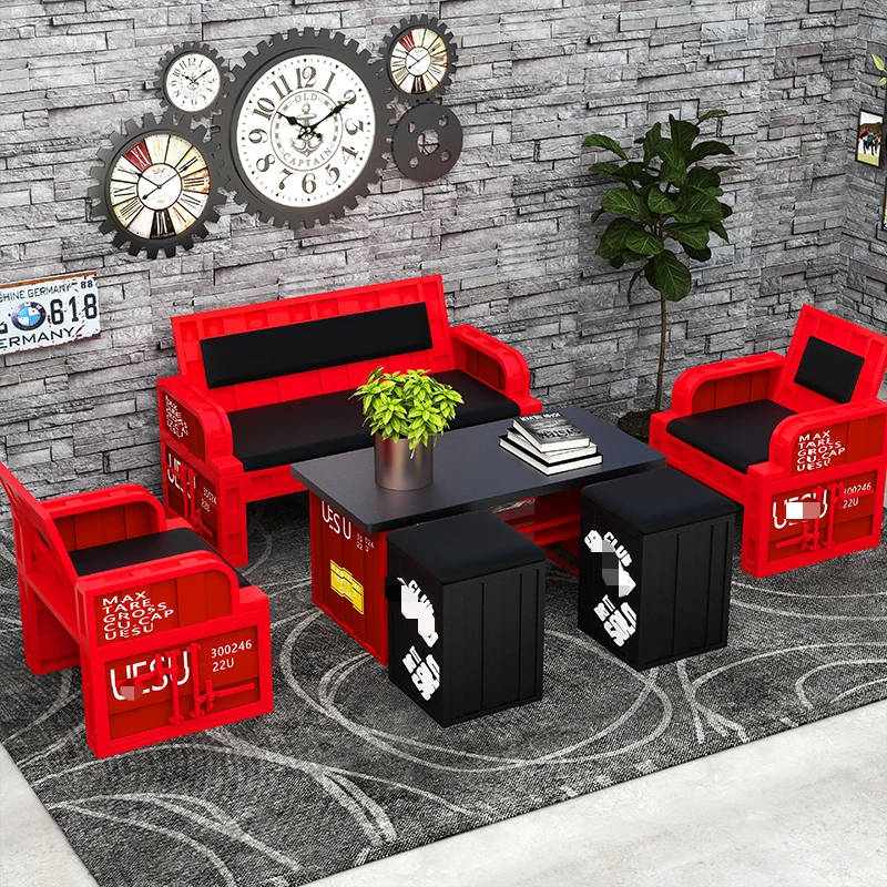 Creative Container Style Reception Table and Chair Set Drinking Shop Coffee Bar Metal Table and Chairs