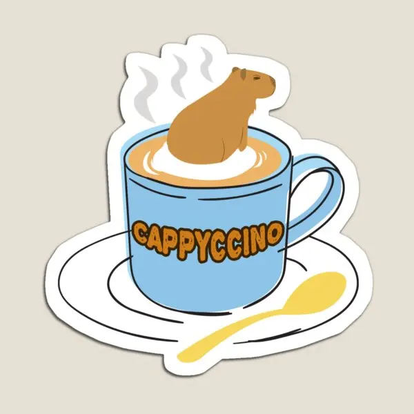 Cappyccino Capybara Coffee Pun  Magnet Colorful Stickers Refrigerator  Baby Home Funny Magnetic Children Toy Cute Holder