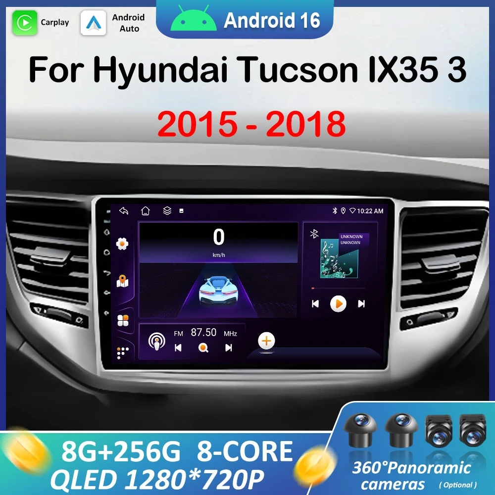

for Hyundai Tucson IX35 3 2015 2016 - 2018 Car Radio Multimedia Player Android 16 GPS 4G Carplay DSP Stereo WiFi BT Auto Tools