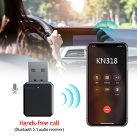 USB Bluetooth 5.1 Audio Receiver Dual Output AUX USB Stereo Mic Adapter Car Wireless Hands-free Call Built-in Microphone Adapter