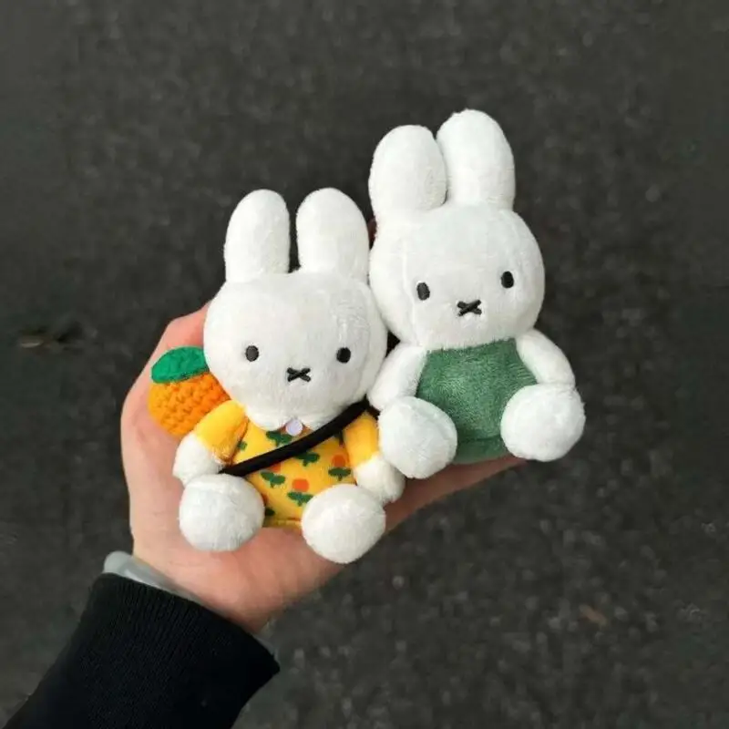 Plush Miffy Pendant Kawaii Cartoon Yellow Floral Blue Strap Miffy Rabbit Pendant Student Bag Pendant Car Keychain Girl Gift