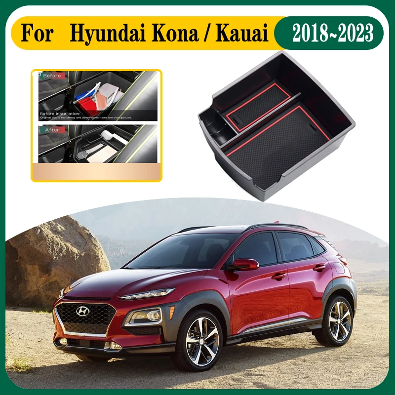 

Car Storage Box For Hyundai Kona Kauai 2018~2023 Car Center Console Sundries Organizer Container Holder Accessories Interior