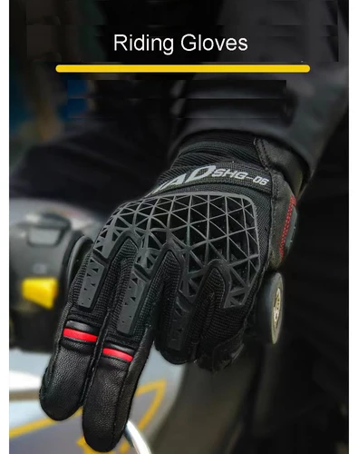 Guantes de cuero para motocicleta, resistentes al agua, transpirables, de piel de cabra, para montar en Motocross, dedo completo, para las cuatro estaciones