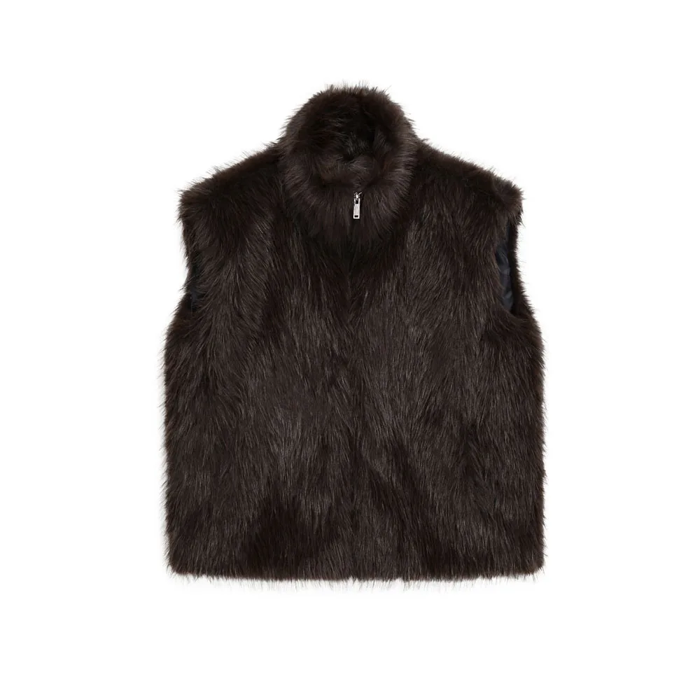 

Winter new women's clothing French design sense fashionable and versatile faux fur effect vest