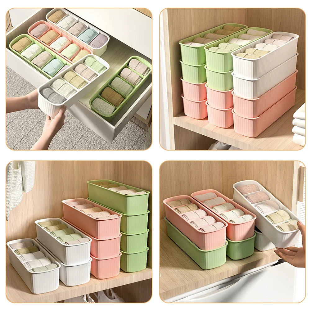 

3Pcs Underwear Storage Box Divided Drawer Organizer Sock Bra Closet Clothes Storage Organizer Case Small Underpants Box