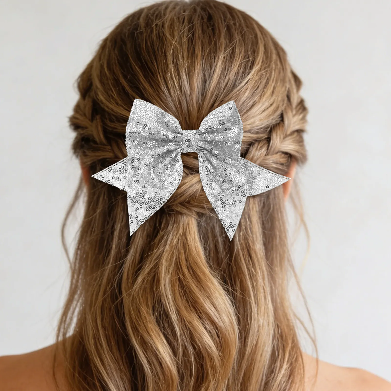 

Набор из 6 заколок для волос с блестками и пайетками, большие банты с лентами, блестящие заколки для черлидинга, для рождественских вечеринок и спортивных соревнований