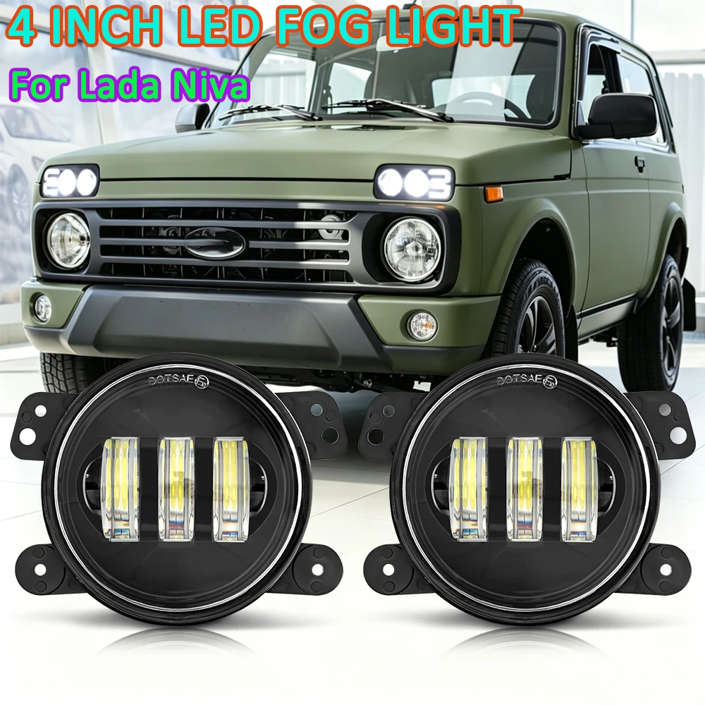 For Lada Niva 4X4 1995-2020 Dodge Citroen Ford 4 Inch LED Fog Light Driving Light Auxiliary Lights Off Road Auto Car Fog Lamp