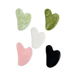 5-Color Option Heart-Shaped Jade Gua Sha Scraping Board Facial Massage Tool - Black White Green Blue - Scraping Massager