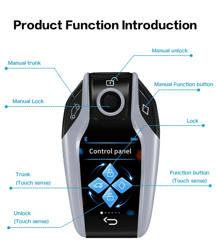 Cardot  new arrival hot selling drop shipping smart remote control screen touch sense car lcd smart key for start stop cars