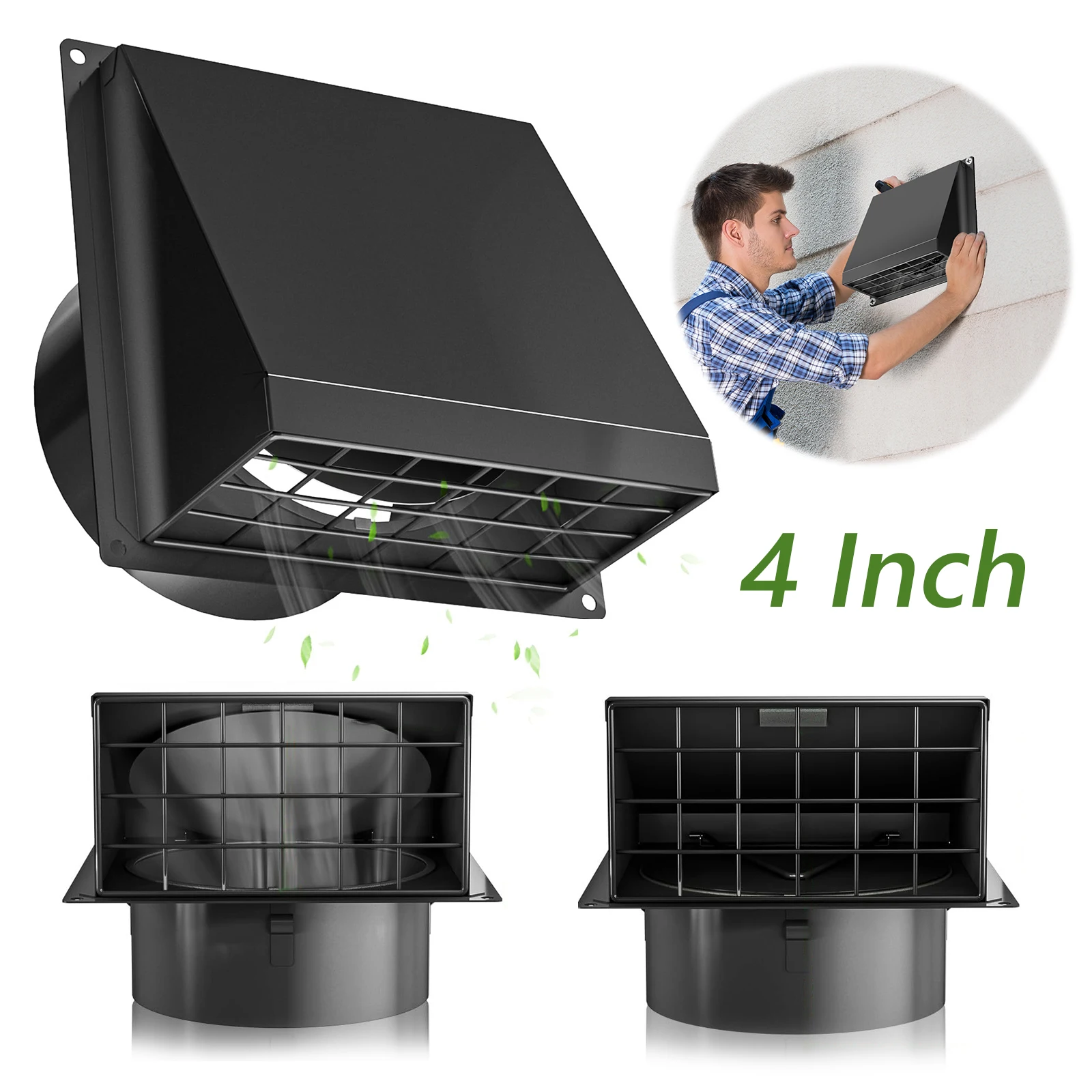 

4 Inch Dryer Vent Cover Outside with Removable Mesh Metal Exterior Vent Cover External Extractor Wall Vent for House