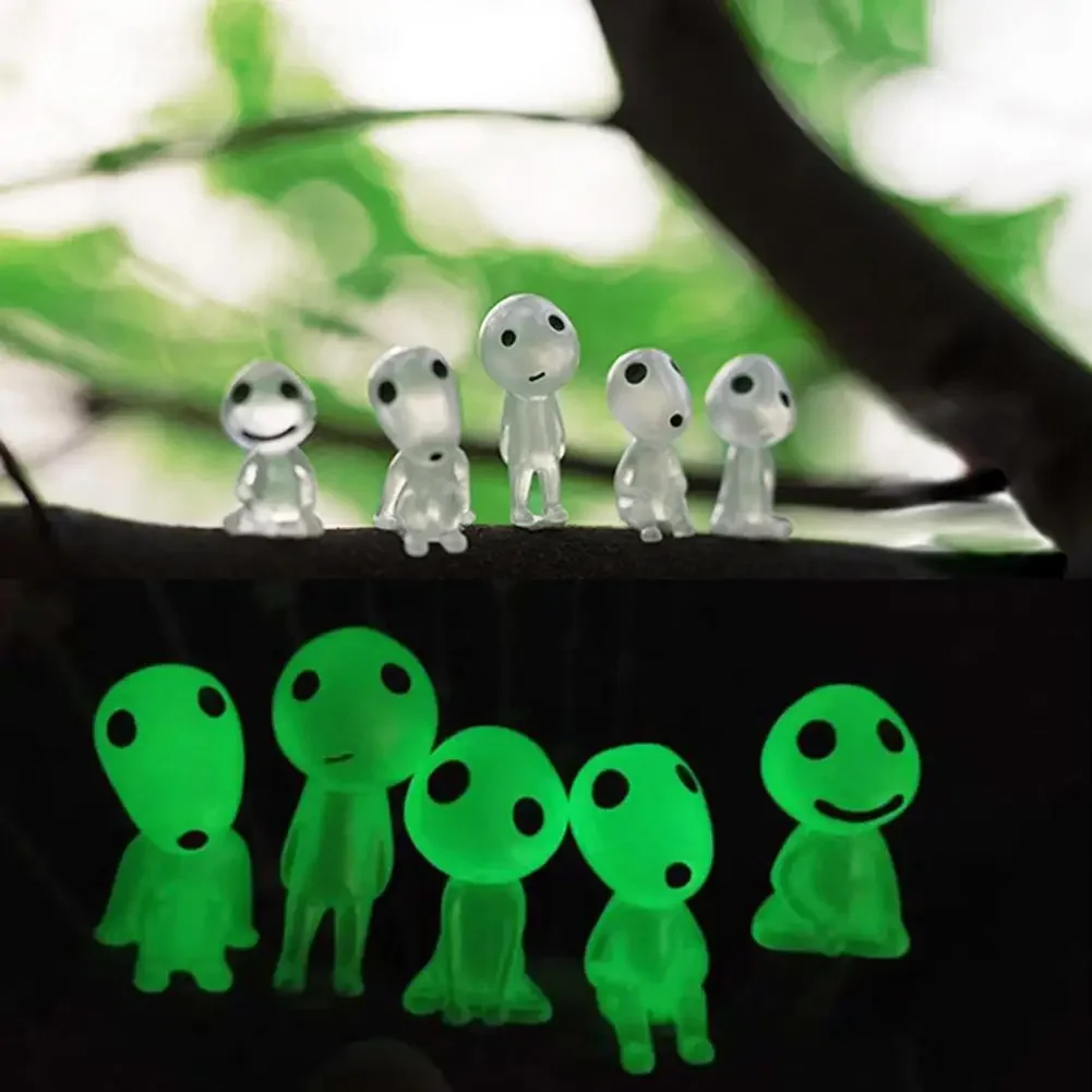 New 5/10Pcs Luminous Tree Elves Spirits Micro Landscape Figure Ornament Glowing in Dark Miniature Gardening Potted Decoration