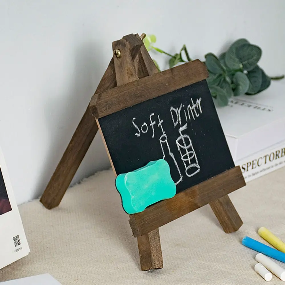 

Mini Retro Bar Chalkboard Nordic Style Multi-Function Small Wooden Blackboard Collapsible Writing Board Desktop Memo Board