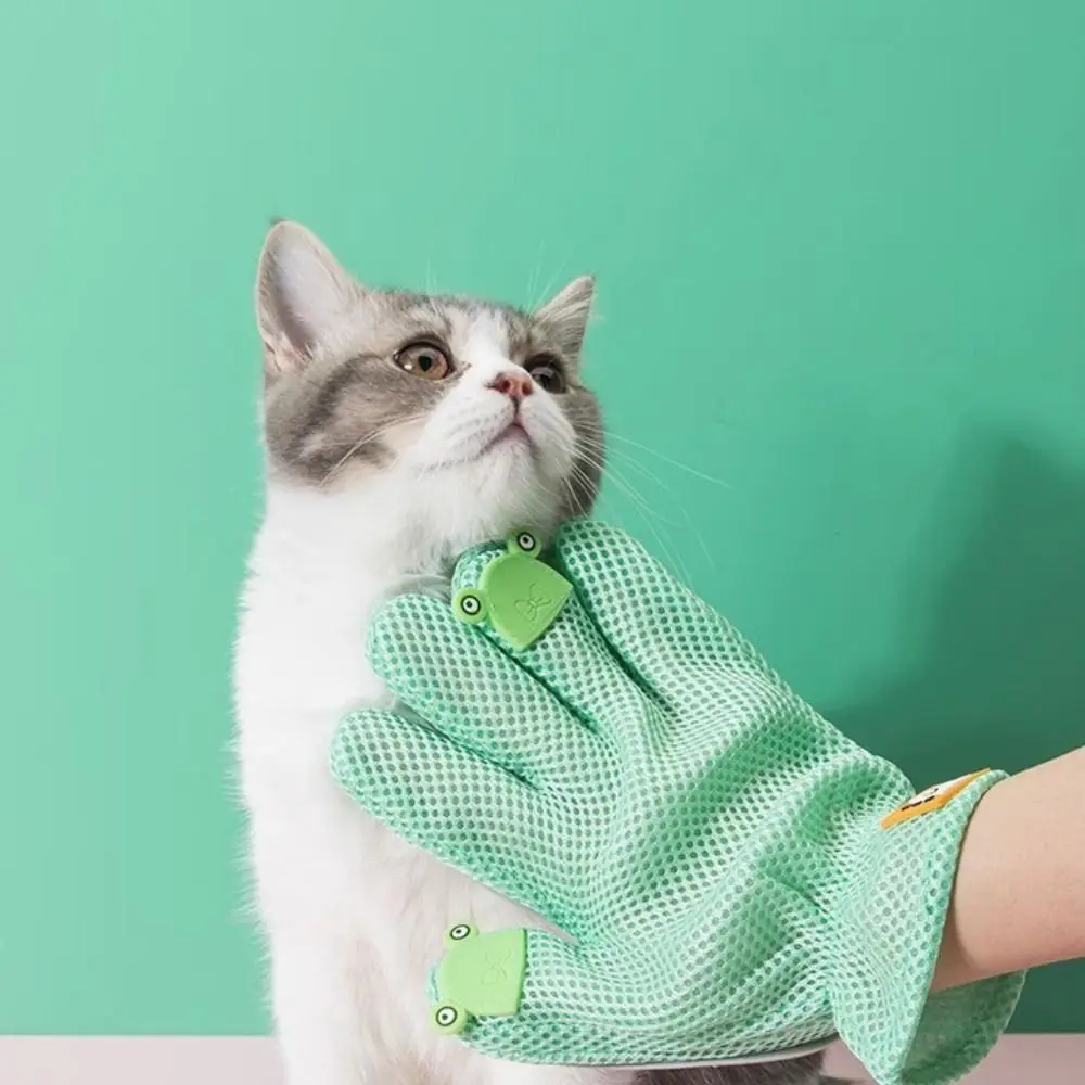 Cartoon Katze Haar Entfernung Handschuhe Mesh Stoff Silikon Haustier Haar Entfernung Pinsel Atmungsaktive Katze Pflege Handschuh