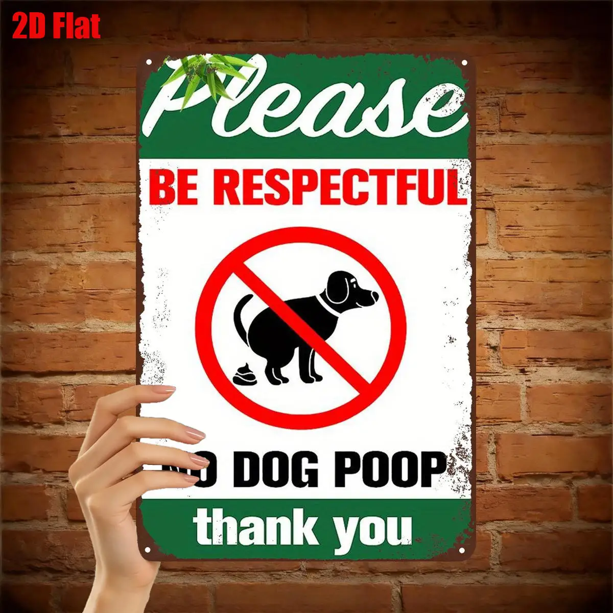 Decorative Aluminum Reminder Sign 2D Flat 1pc, Please Be Respectful No Dog Poop Outdoor Yard Art 20.32X30.48cm
