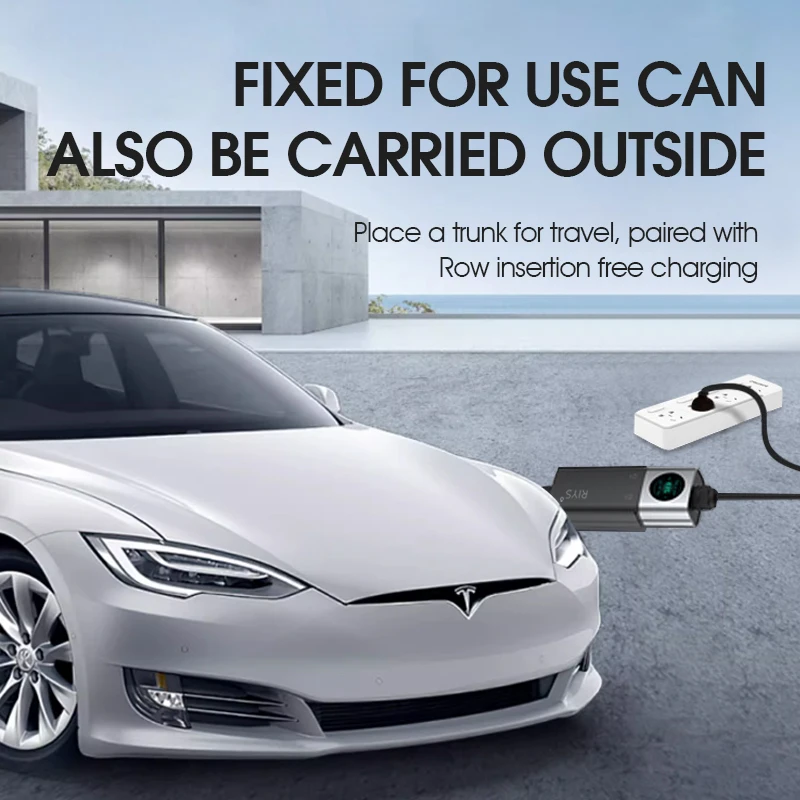 RIYS Portable Electric Vehicle Charger Type 2 32A 7KW  Wi Fi Application Adjustable Current Control Intelligent Synchronous Char