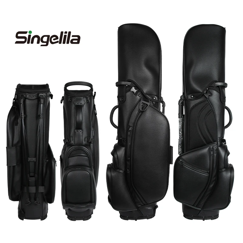 Singelila High Quality Golf Standing Bag With Standing Lightweight Golf Bag Men's Versatile PU Leather Golf Holder Bag Bracket