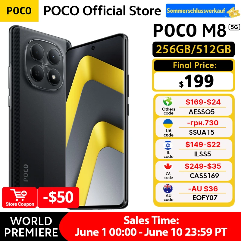 Global Version POCO M8 5G Smartphone 256GB 512GB Snapdragon® 6 Gen