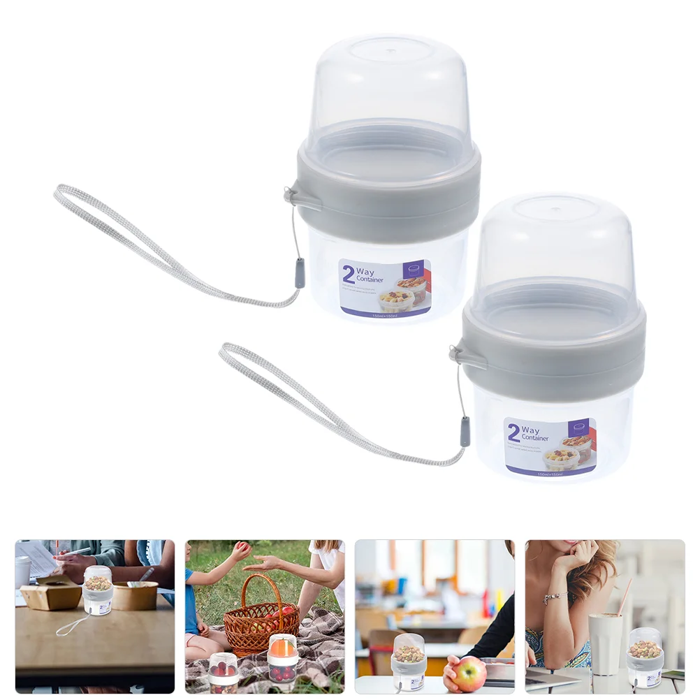 

2 Sets Salad Airtight Box Containers for Food Portable Breakfast Cup Fresh-Keeping Pp Baby Double Layer Storage