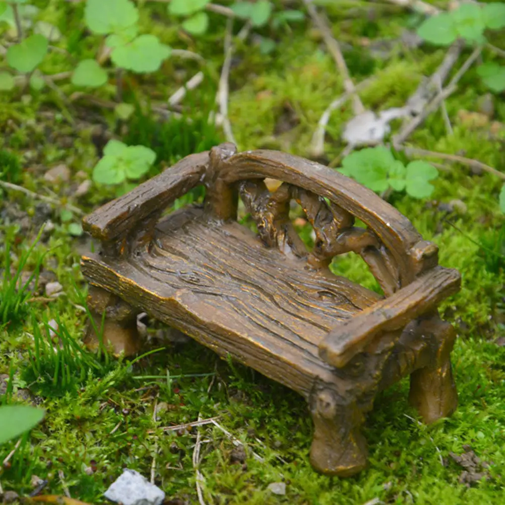 3Pcs Mini Garden Furniture Resin Craft Ornament Mini Bench Chairs Perfect for Micro Landscape Bonsai Plant Pot Yard Decor