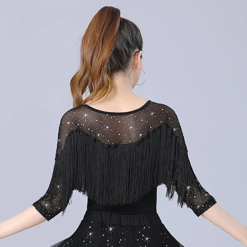 New Style Latin Dance Modern Tops Women's Square Dance Clothes National Standard Ballroom Dance Practice Clothes