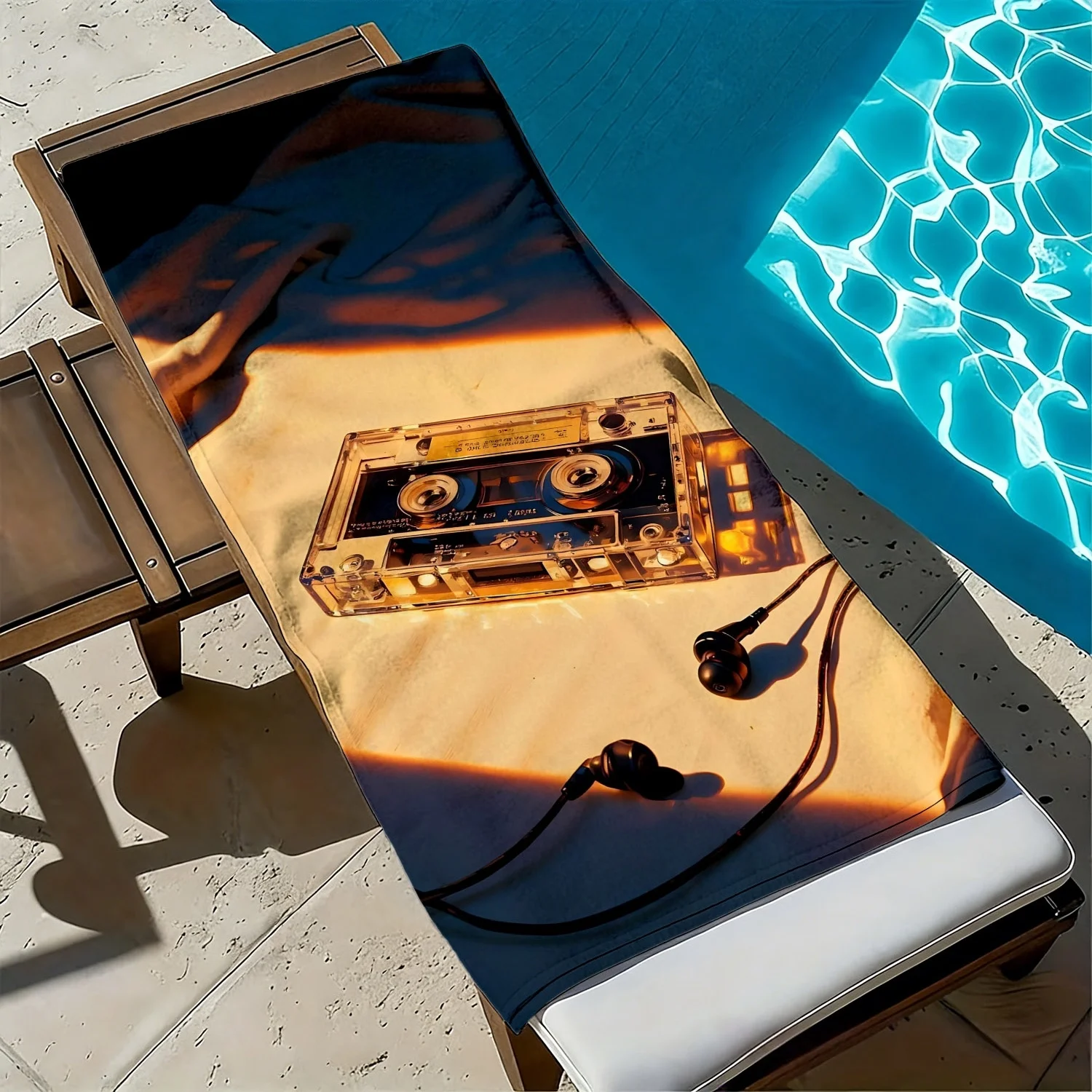 Retro cassette tape nostalgic patterns polyester microfiber beach towel is highly absorbent, suitable swimming and beach outings