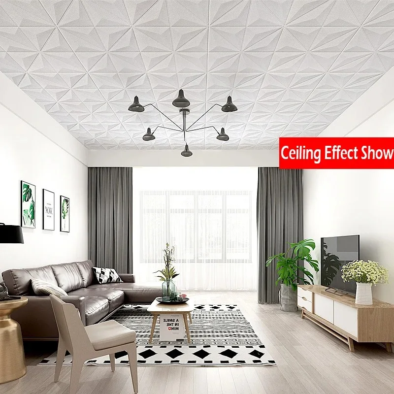 3d Wall Stickers 35cm*35cm Ceiling Bedroom Wallpaper Room Decor, Anti-collision Background, Waterproof Peel and Stick Decoration