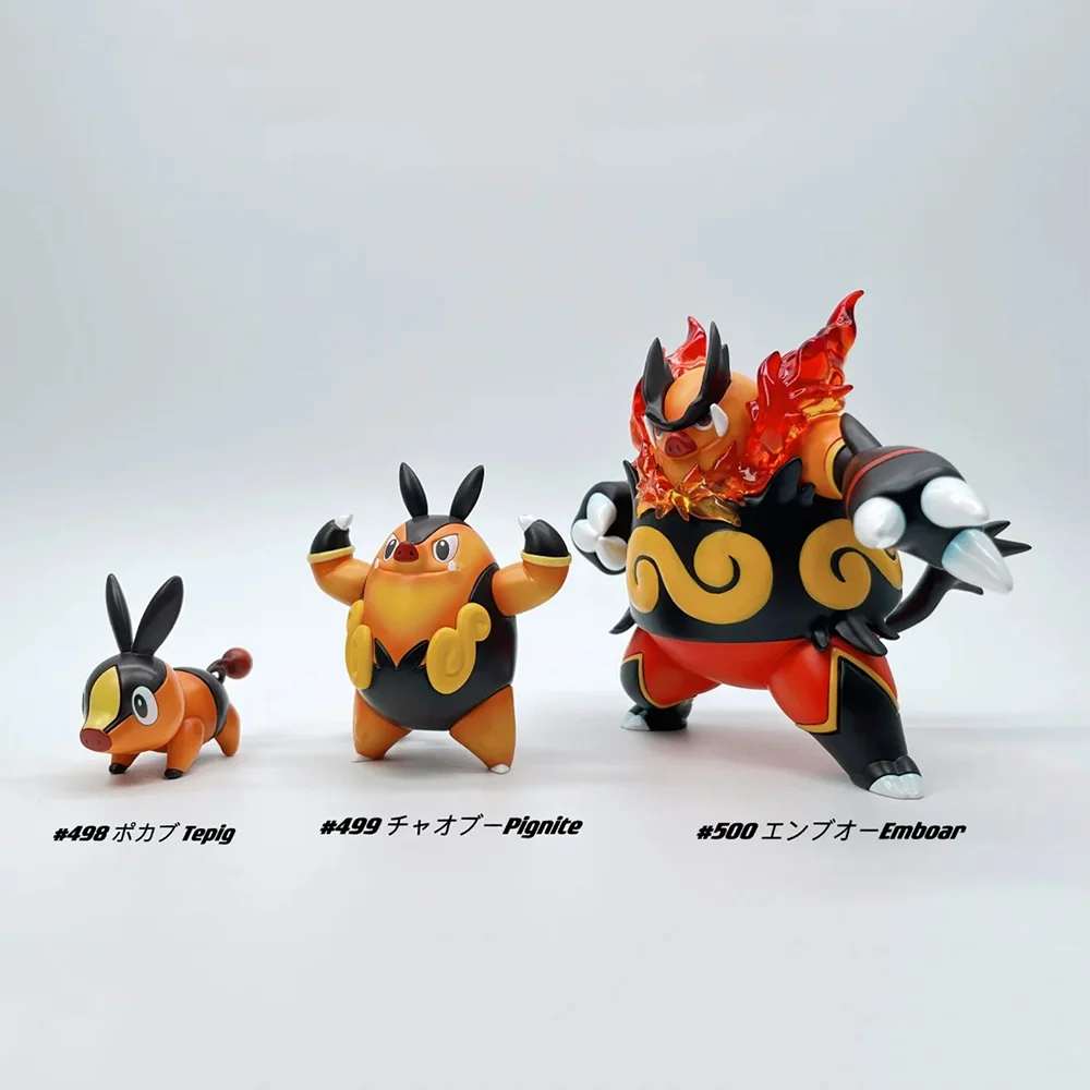 Anime Pokemon Figure 498 Tepig 499 Pignite 500 Emboar Evolutionary Group Action Figures Kawaii Gk Model Collect Toy Decor Gift