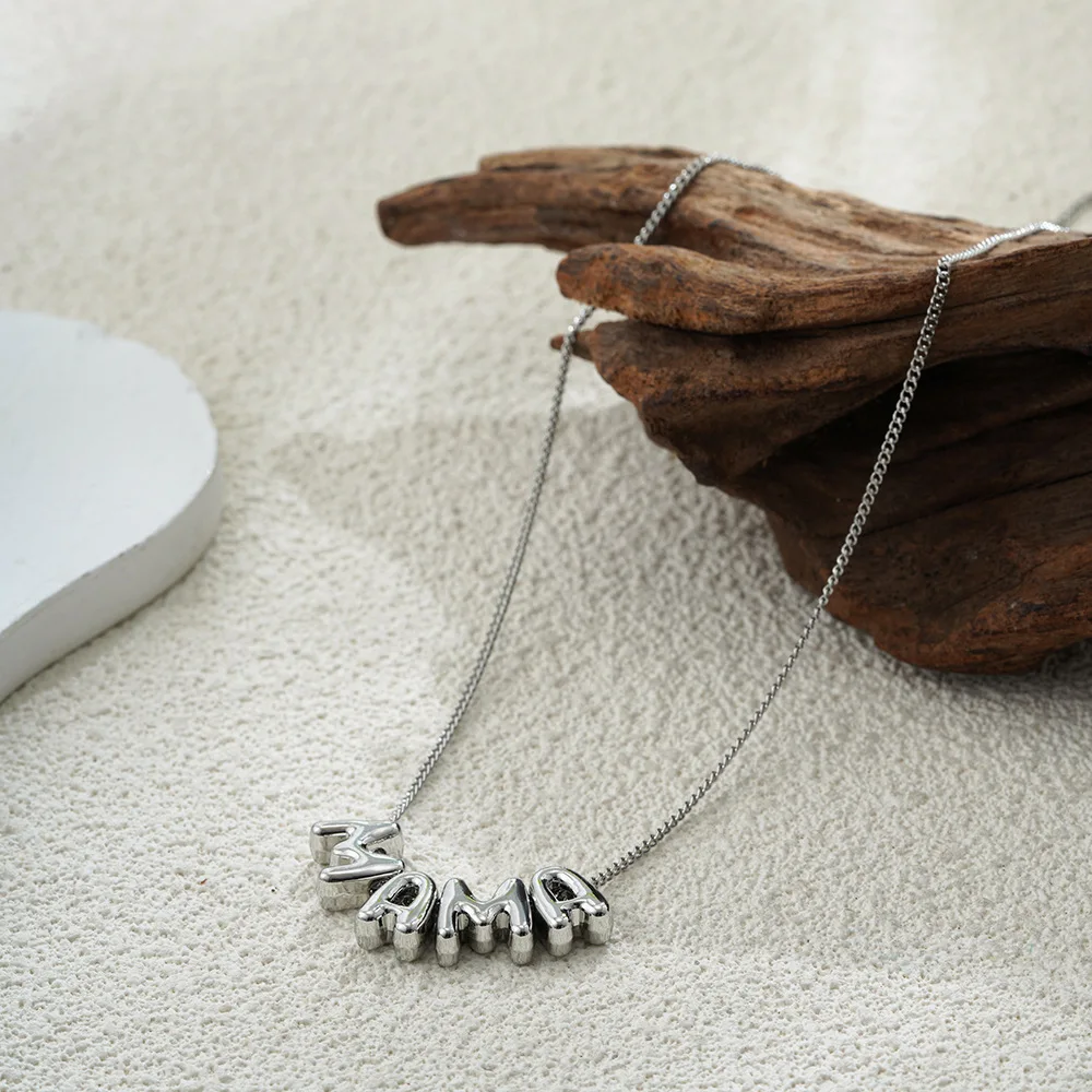 Women MAMA Necklace Bubble Letter Necklace Dainty Chain Pendant Jewelry Mother Gift Birthday Anniversary Fashion