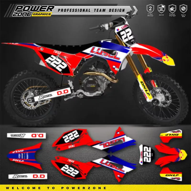 

PowerZone пользовательская командная графика для HONDA 2018 2019-2021 CRF250R 2017 2018 2018 2020 CRF450R фоны наклейки комплект наклеек 012