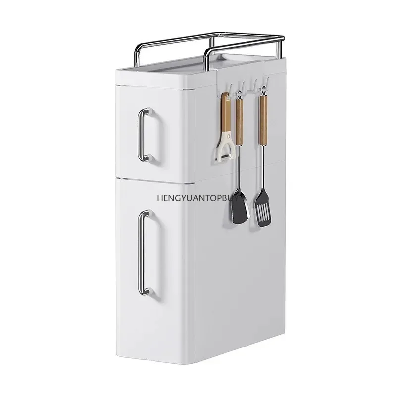 2/3 Layer Spice Storage Rack Kitchen Organize Spice Shelf Pull-Out Efficient Locker with Hooks Wheels Integrated Sl-im C