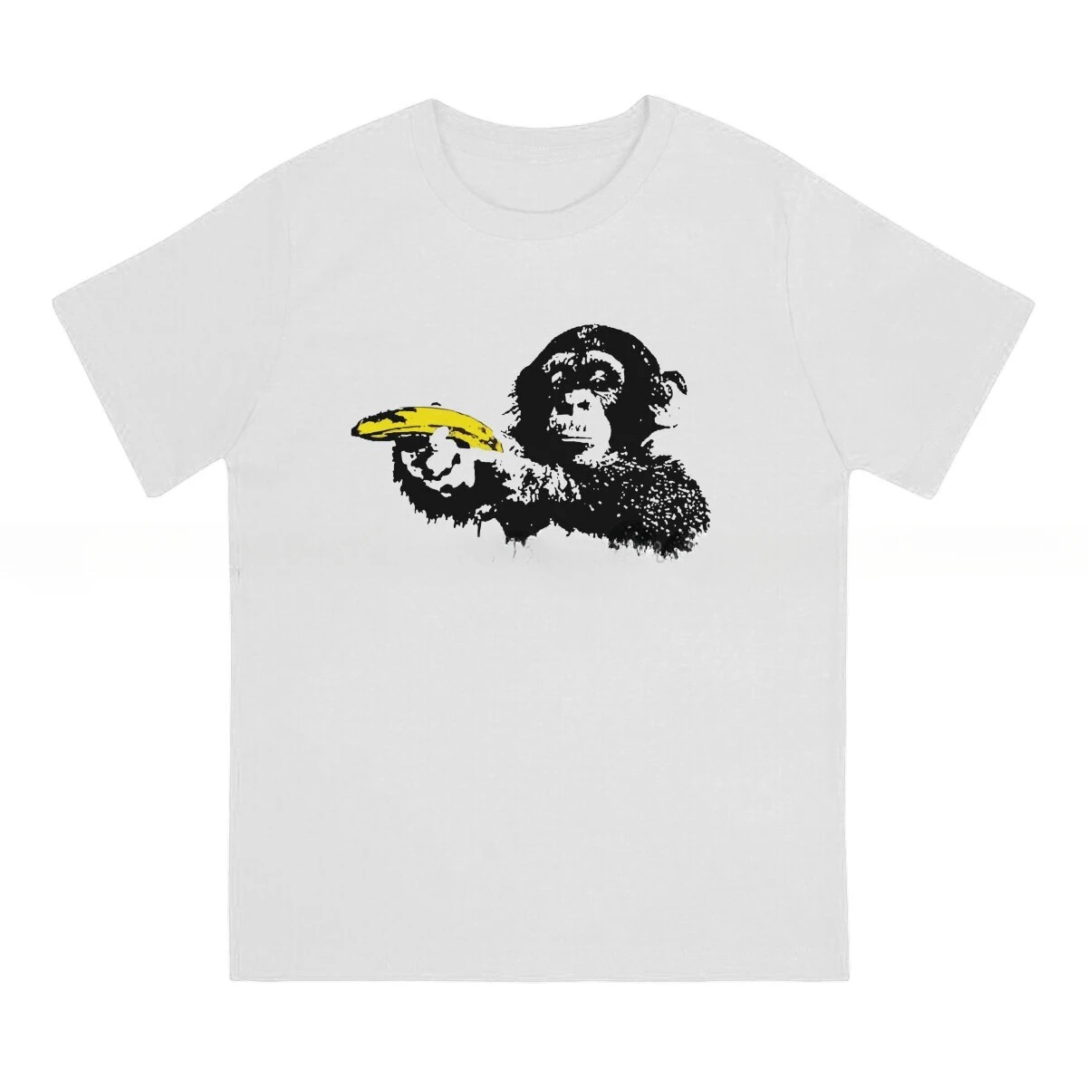 Classic Fashion Loose O-Neck TShirt Harajuku Clothing Banana Monkey Banksy Wall Graffiti Men T Shirt